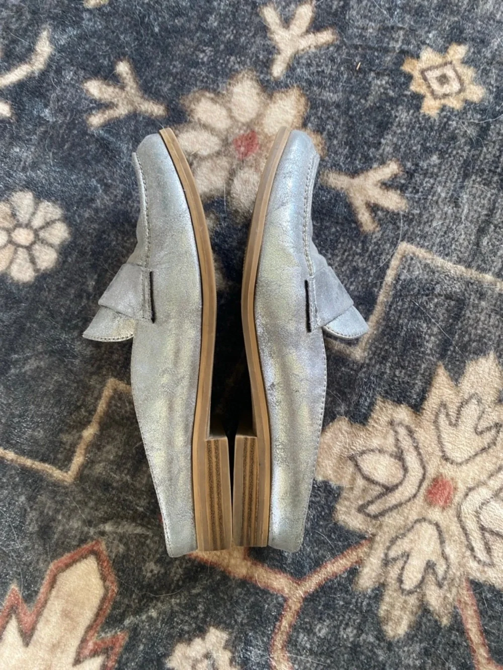 “Naturalizer” Silver Metallic Slip-on Loafers (8.5)
